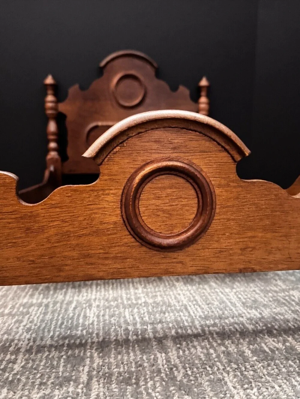Vintage Artisan Handmade Solid Wood Doll Bed for Dolls Up to 18in. Beautiful.